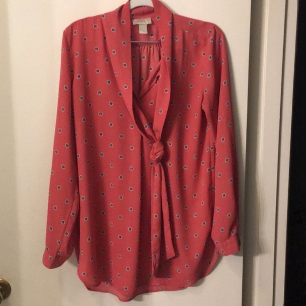 Pink Loft top, with tie front, size small